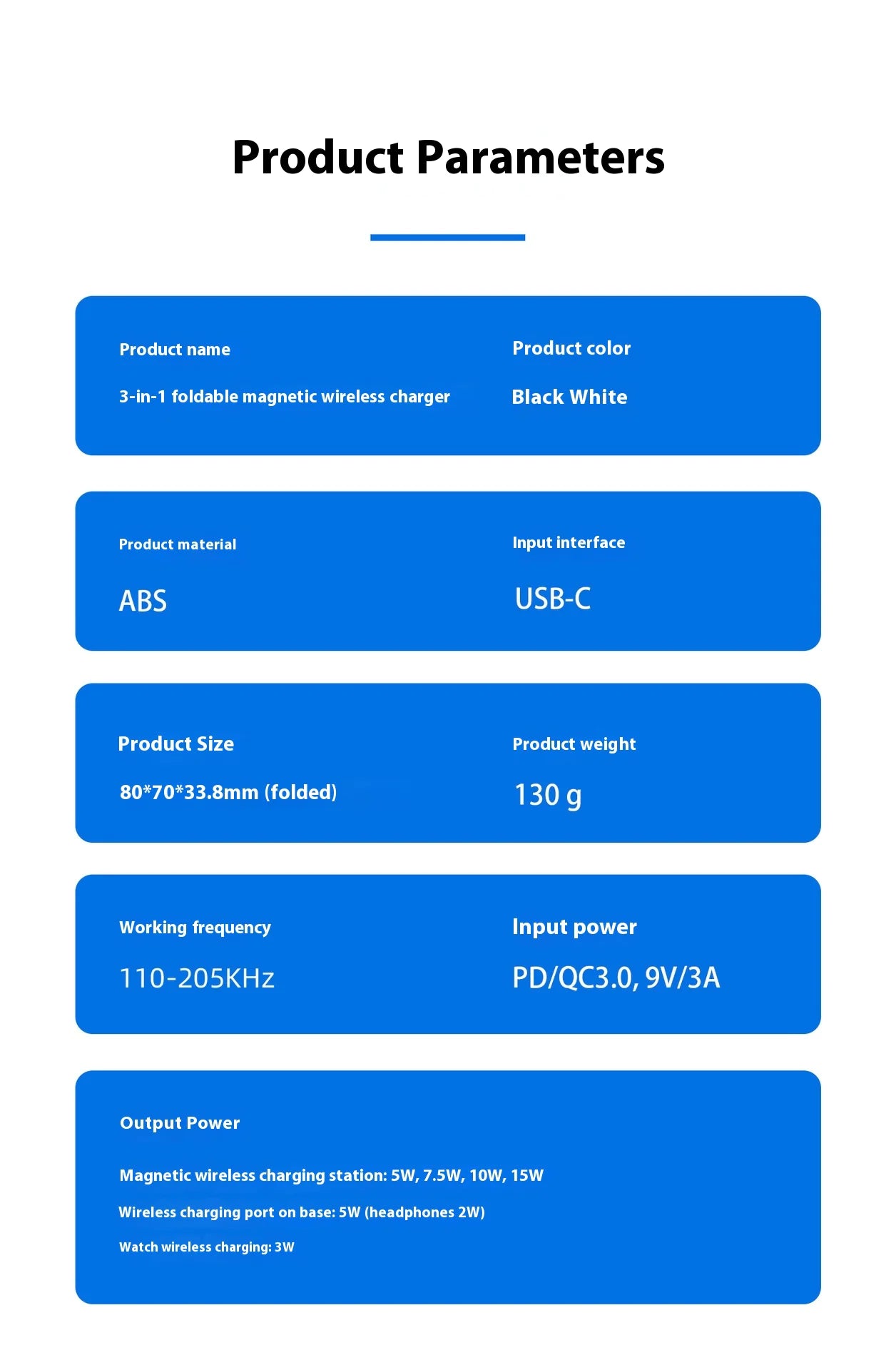 ✨ Cargador 3 en 1 Plegable – Wireless Fast Charging